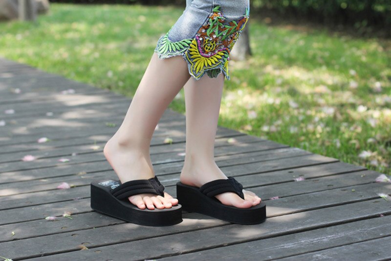 Clip Toes Flip Flops Womens Wedge Sandals Summer Sandals Casual Beach Slippers Waterproof Platform Wedges Slippers: 6