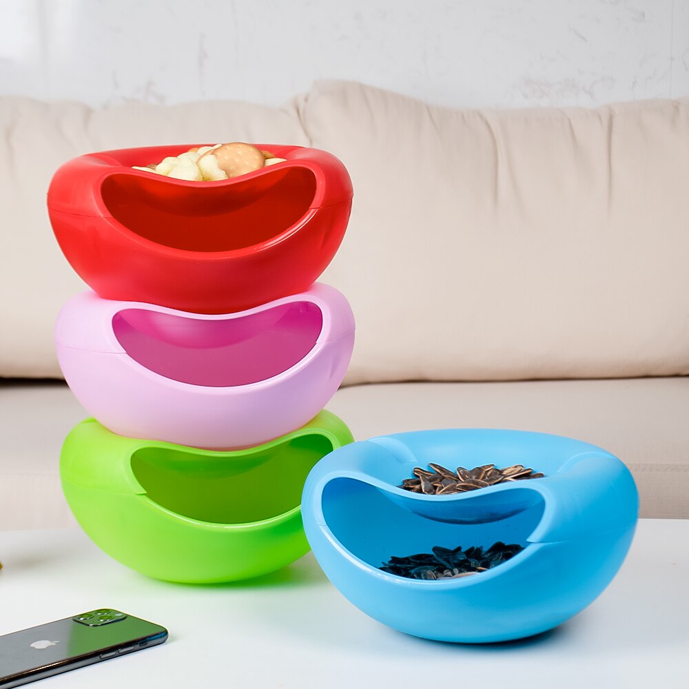Doven snack skål plastik melon frø nødde opbevaringsbeholder med telefonholder dobbelt lag snack opbevaring boks тарелки для еды