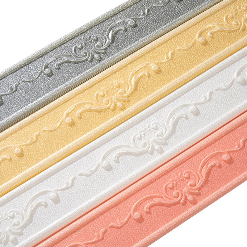 Self-Adhesive Foam 3D Foam Wall Stickers Door Frame Edge Strip Edge Band Wall Skirt Decoration Waist Line Wallpaper Skirting