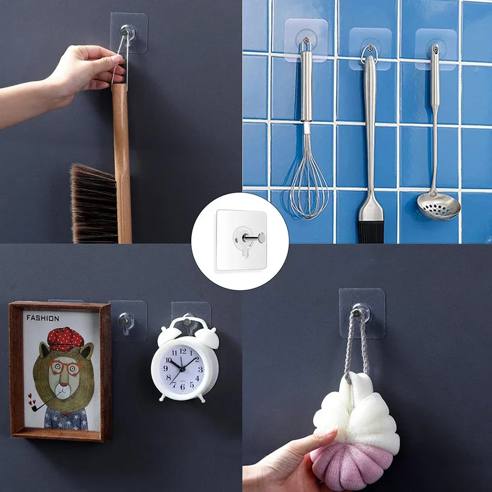 Crochet auto-adhésif fort adhésif cadre photo clous crochets Transparent sans couture cintres muraux horloge suspendue support d'autocollant mural