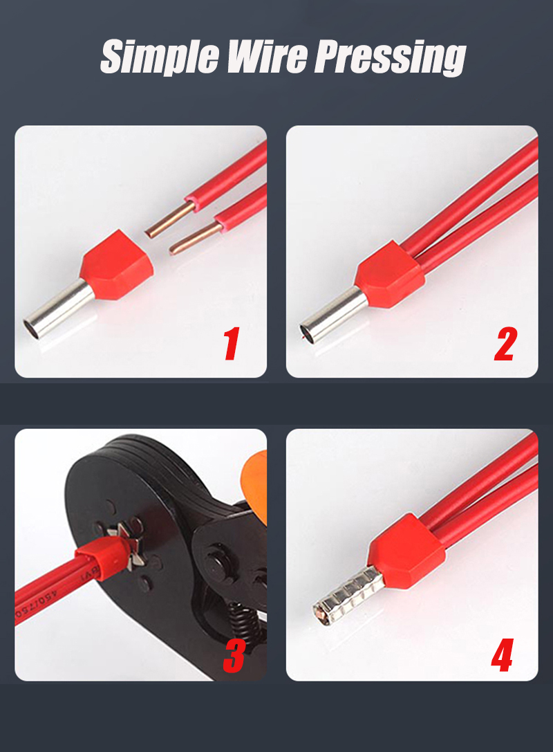 130/380/600 pièces TE type de tube à double fil terminal pré-isolé type de broche européenne terminal pressé à froid type de broche extrémité de tube en cuivre