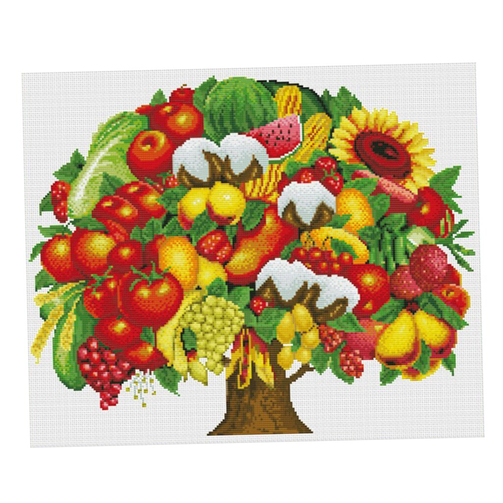 Fruits Tree - Stamped Cross Stitch Kit 59x49cm / 23x19in Handmade Home Decor