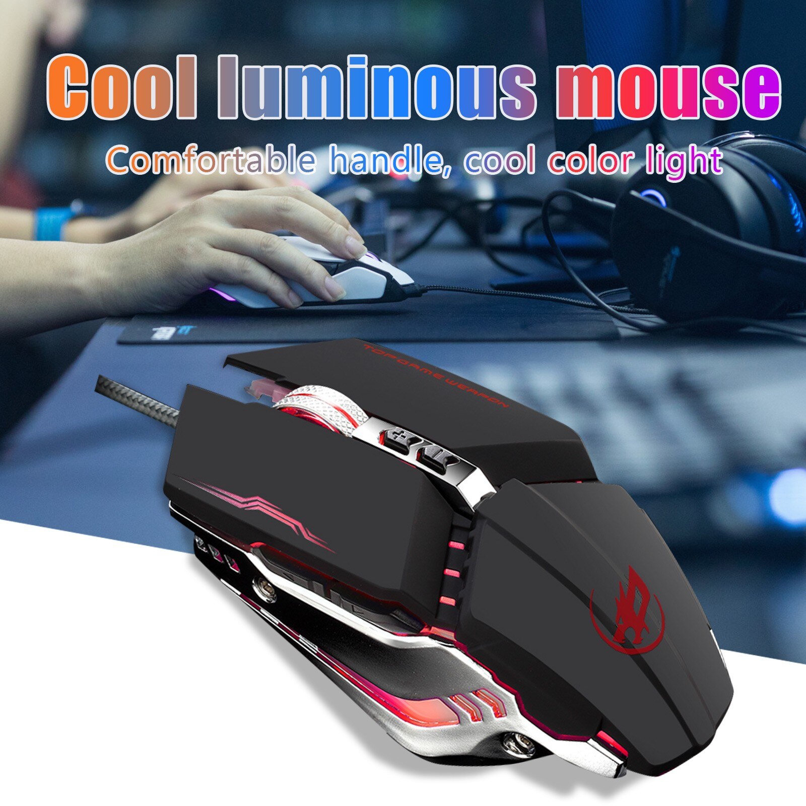 Gaming Mouse T9 - 6400 DPI - Wired USB - Ergonomic - for Laptop PC Games