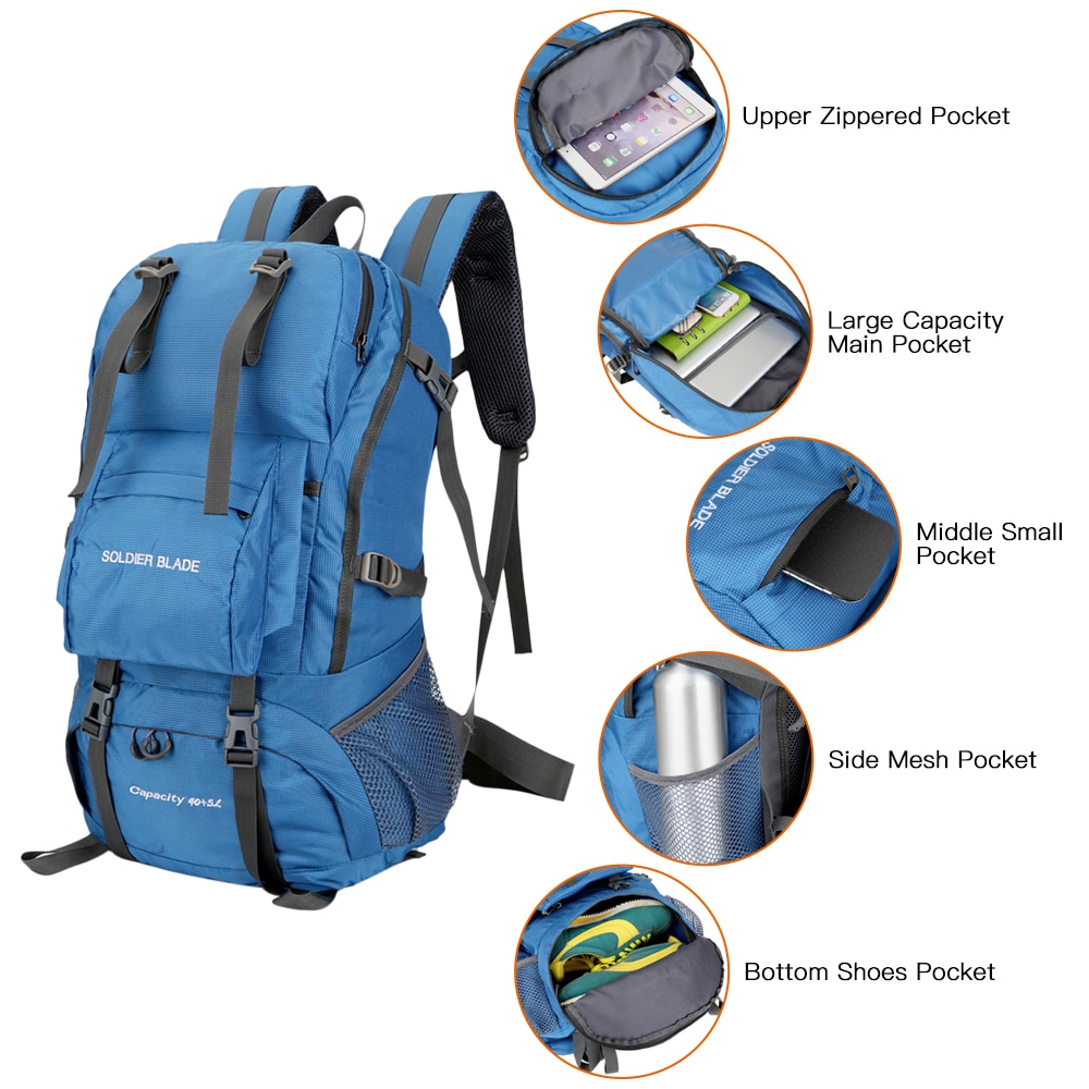 50l camping vandring ryggsäck stor kapacitet bergsklättring pack vattentät män nylon ryggsäck rese pack utomhus sportväska