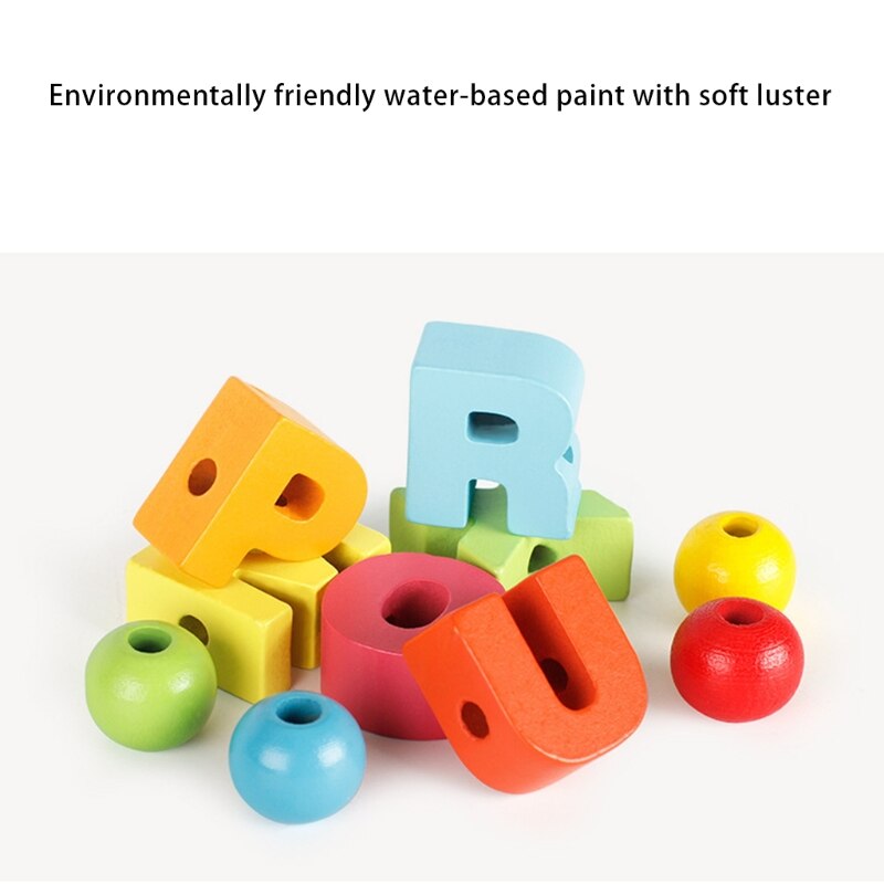 Holz Schnürung Perlen Spielzeug Threading Spielzeug für Baby Hand-Auf Fähigkeit Training w/Verkehrs Blöcke Eltern-kind-interaktion Spielzeug