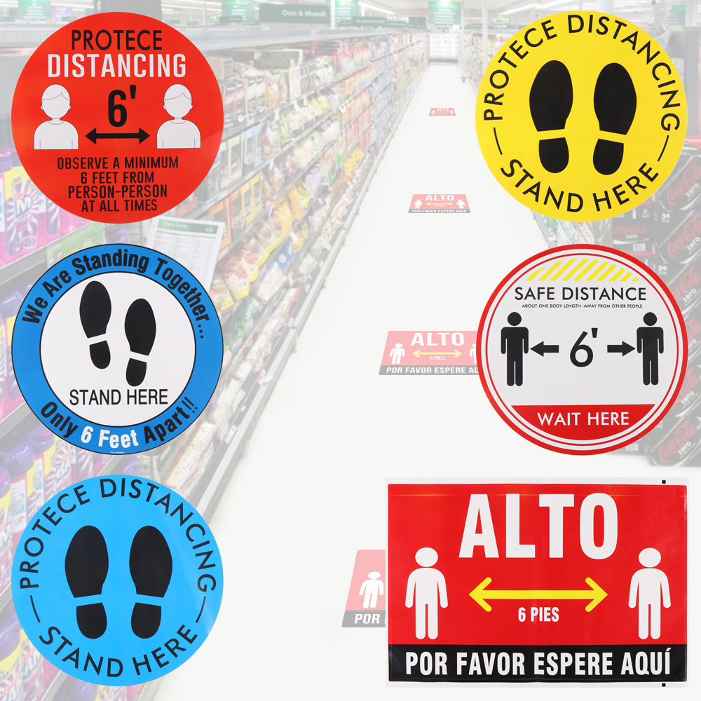 Vinyl Keep Your Distance Sticker Rectangle/Round Self-adhesive Sticker Driving/ School/ Instructor Safety Warning Floor Decal