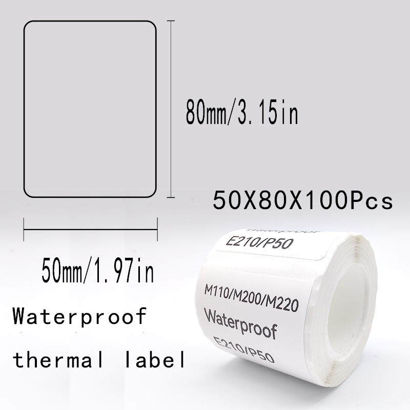 5PK YLF23 E210 Label Paper Sticker 50*30mm Use for P50 Thermal Label Printer M110 Label Maker DIY adhesive Label Tape: grey