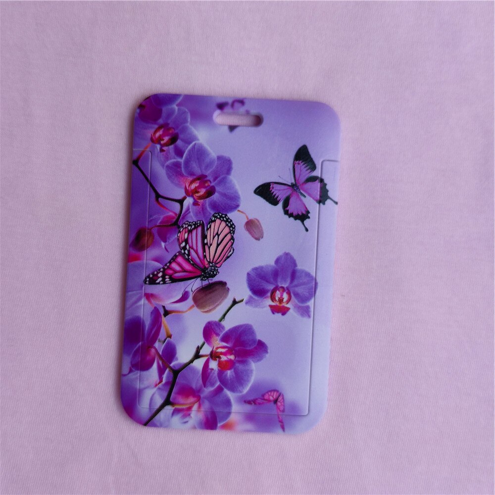Farfalla modello cartone animato ID porta carte di credito studenti Bus Card Case cordino visita porta identità Badge Card Cover: Single card  no rope
