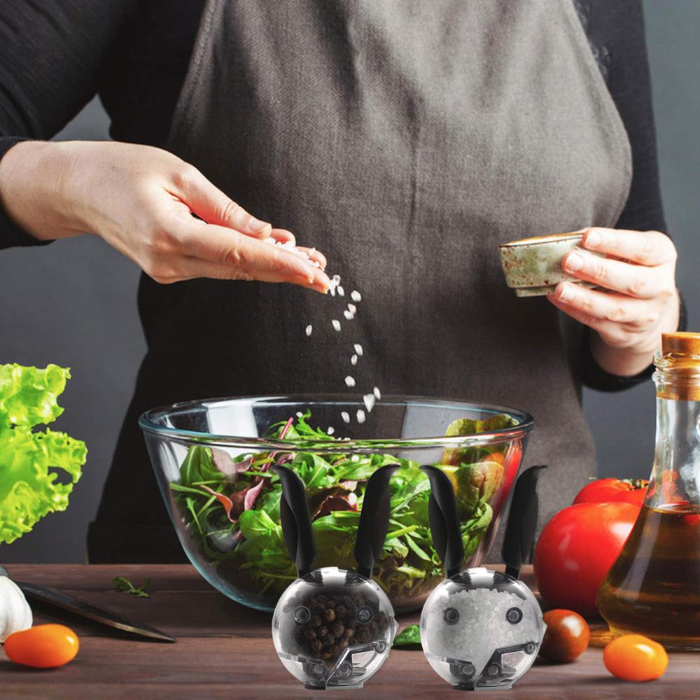 Portable Salt and Pepper Grinder Mini Manual Spice Grinder Multifunctional Kitchen Tools Black Rabbit Ears Abrader