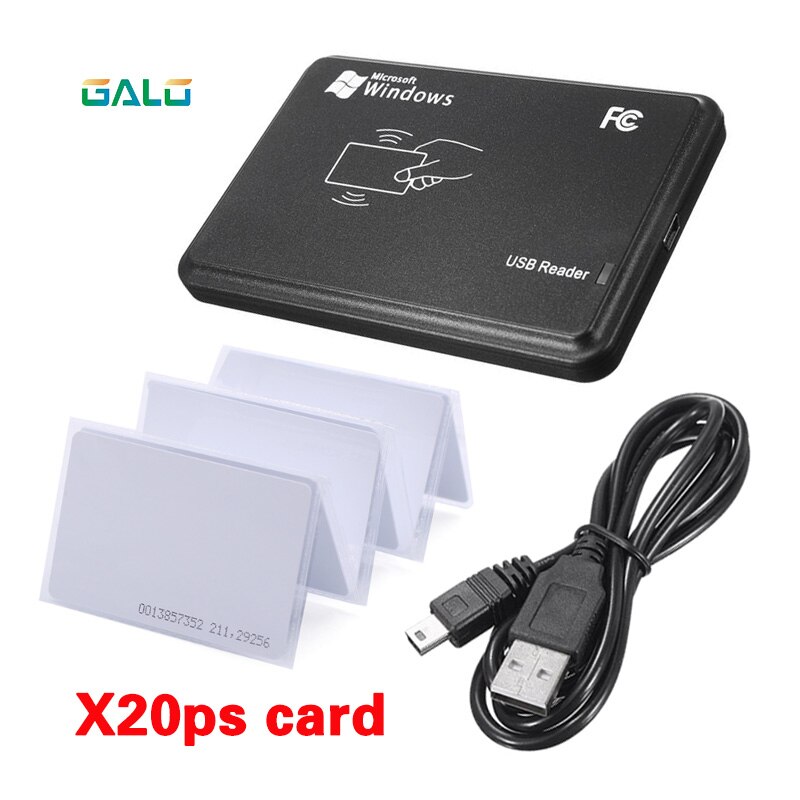 RFID Reader for Access Control 125KHz Black USB Proximity Sensor Smart rfid id Card Reader + EM4100 card Optional: kit B