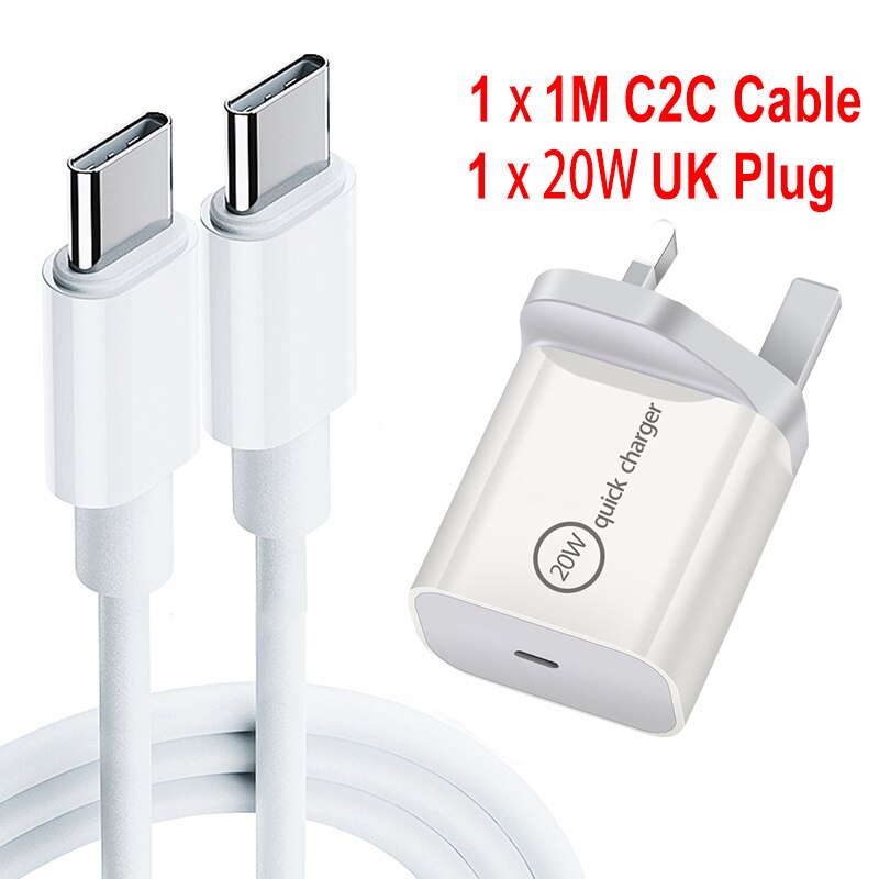 20W Fast USB C Charging Data Cable for Huawei Type C to Lightning Cable for iPhone 12 Mini Pro Max AU/EU/UK/US Plug: UK C2C