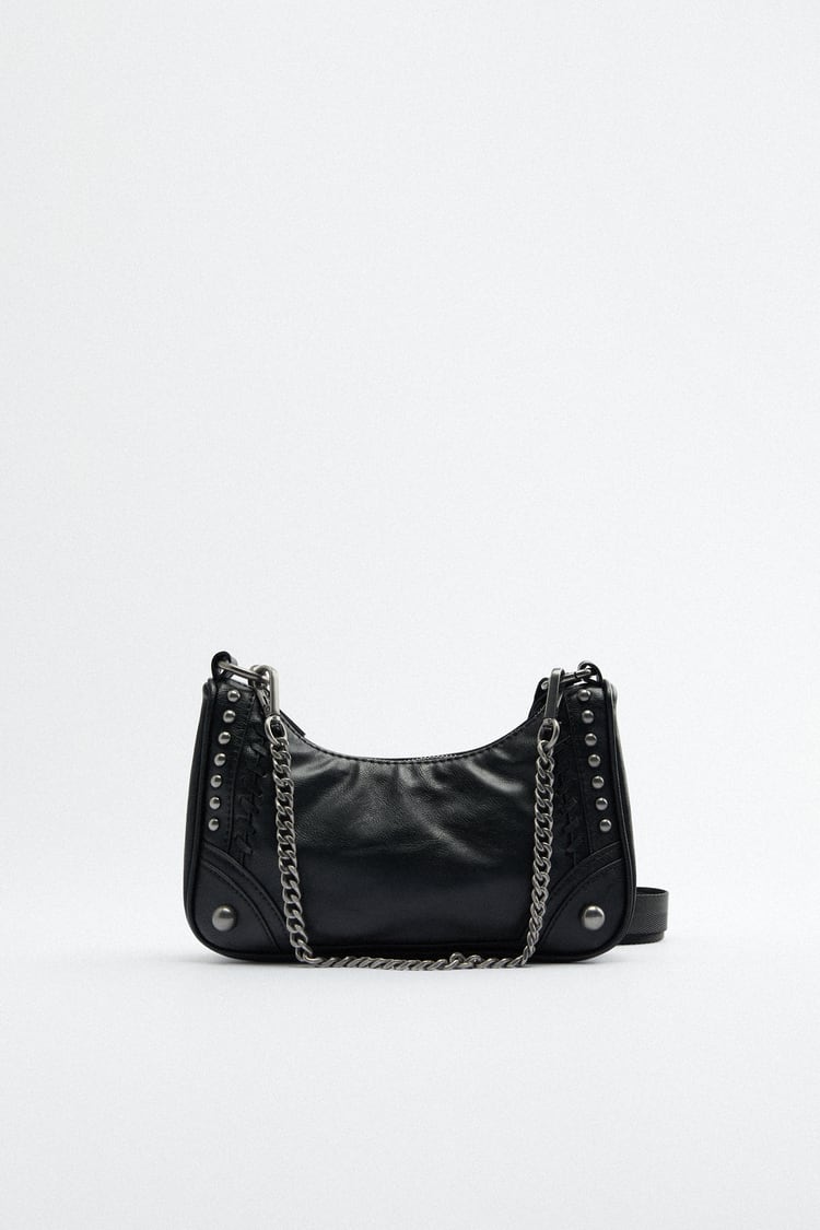 Mabula Mode Moto Biker Cool Hobo Crossbody Tassen Klinknagel Zwarte Vrouwen Schoudertas Met Ketting Vrouwelijke Retro Rock Stijl Portemonnees: B