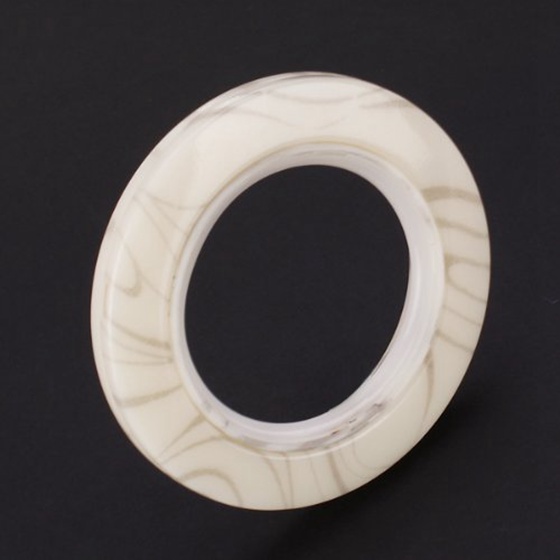 6 stk plastring rundformet øjengardin beige / marmorering mønster