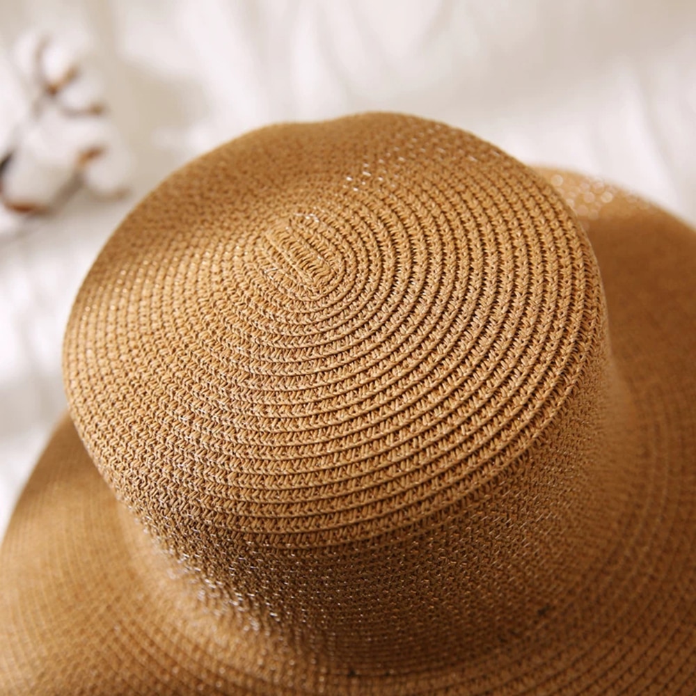 Sorte solhatte bucket cap til kvinder sommer stråhat flad top kvindelig strandhat panama hatte chapeu feminino