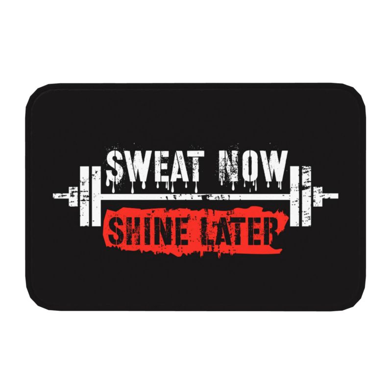 Eat, Sleep, Train, Repeat Fitness, Motivational Quotes Rug Doormat Kitchen Bathroom Fitness Room Entrance: 50cmx180cm / Navy Blue