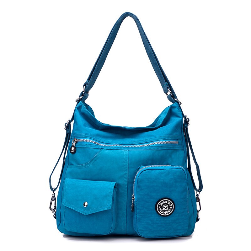 femmes sac Double sac à bandoulière sacs à main de créateur de en Nylon femme sac à main bolsas sac a main: Sea Blue
