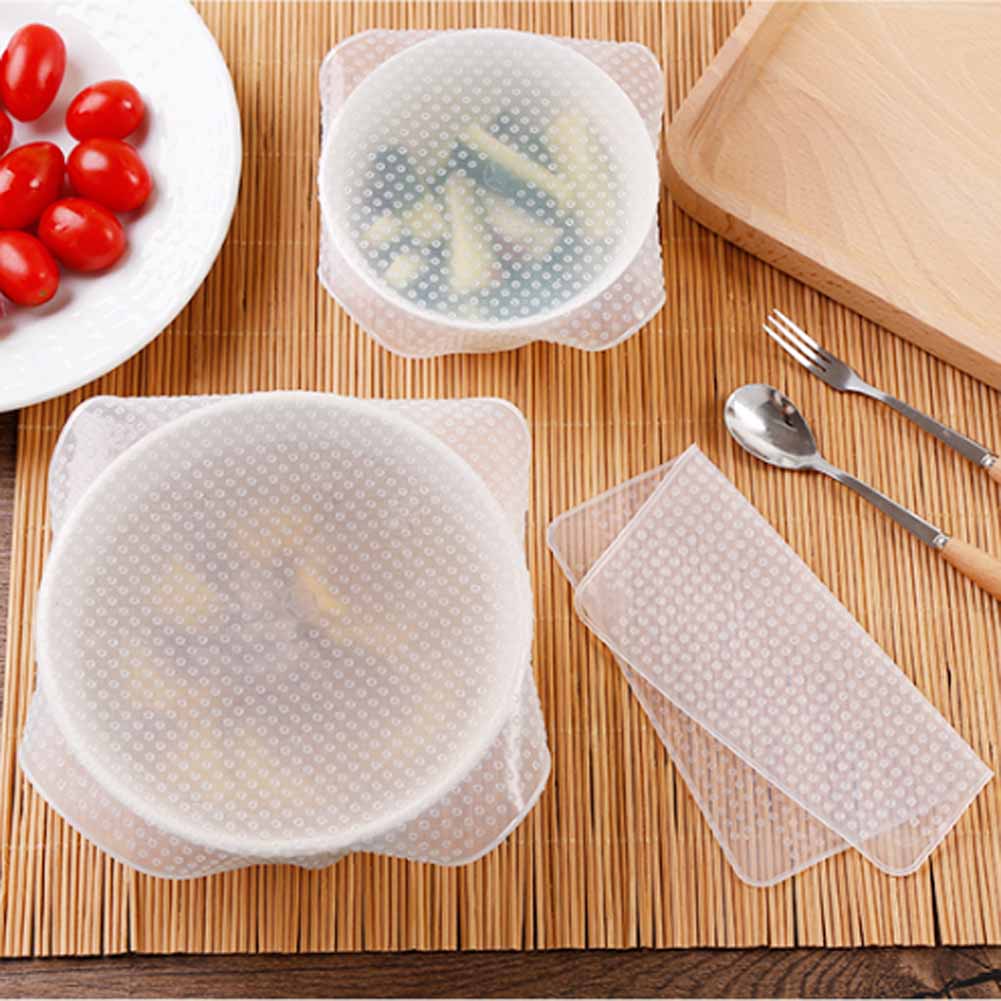 Genanvendeligt køkkenemballageforsegling frisk holder silikone køkkengrej dæksel silikone hætter maddæksel elastisk strækbar justerbar skålelåg