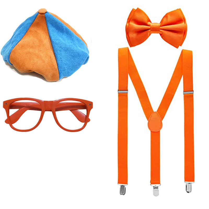 Disfraz de ingeniero de tren infantil, accesorios de juego de rol, vestido perfecto, tiempo de juego, pajarita naranja icónica, sombreros con tirantes, novedad de 2024: Naranja