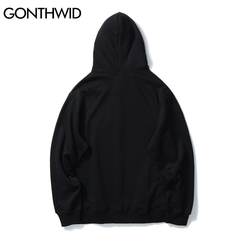 GONTHWID Carrot Smiling Rabbit Print Sweatshirts Streetwear Mens Hooded Hoodies Hip Hop Harajuku Casual Pullover Coat