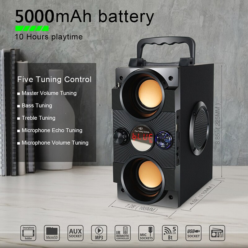 40W Big Power Portable Bluetooth Speaker Wireless Bass Column 3DStereo Subwoofer Music Center Boombox Support Remote Control Mic