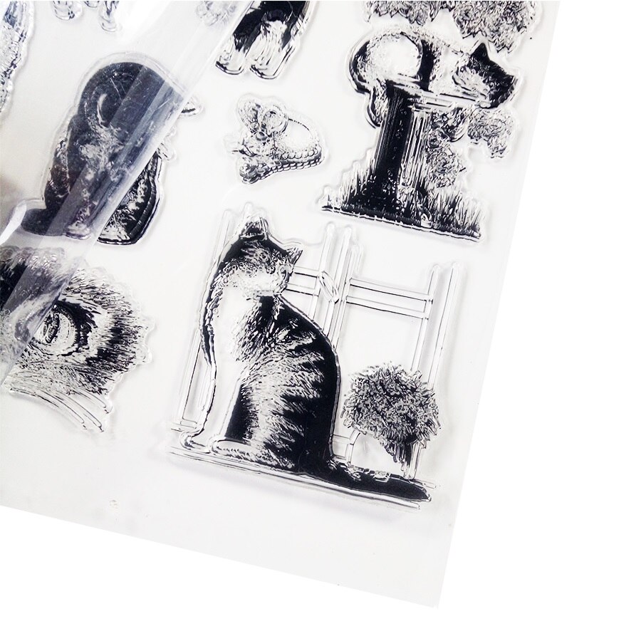 Sello transparente de silicona con de gato, suministros de decoración para álbum de recortes, DIY, arte escénico, 1 paquete