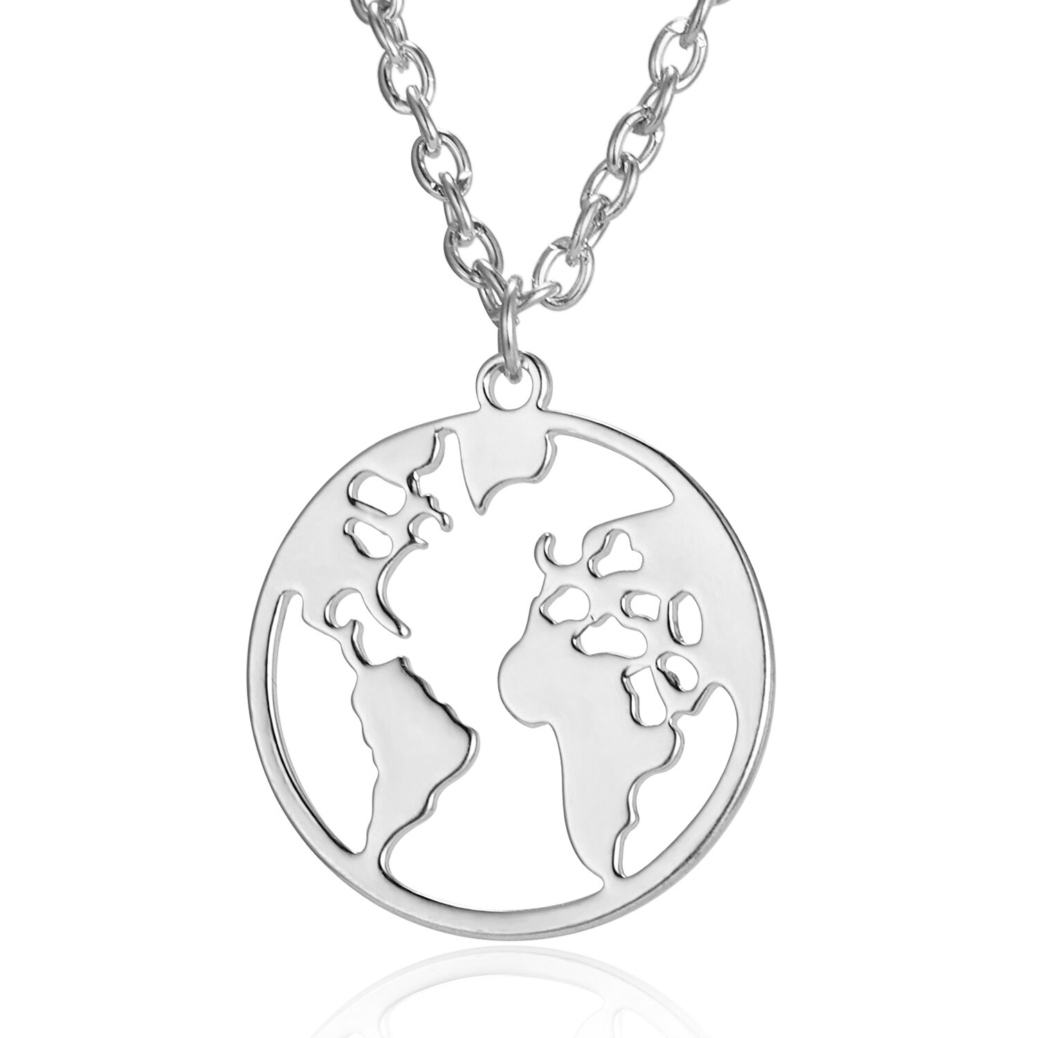 Kreative frauen Halskette Hohl Stern Planet Anhänger Halskette Kristall Zirkon Halsband Halskette Schmuck Collier Femme: Welt Karte 2