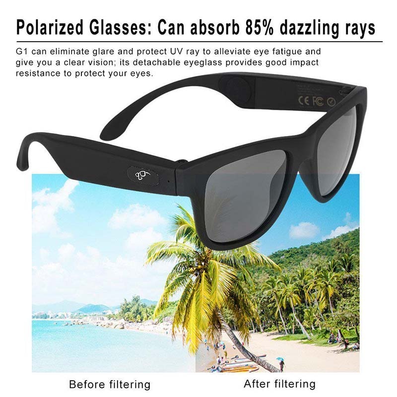 Smart bone conduction bluetooth 5.0 solbriller open-ear headset polariserede briller trådløse briller vandtæt