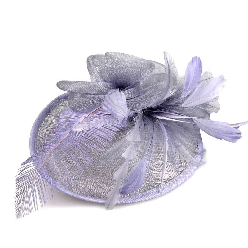 Bridal hat feather headdress linen bridal top hat mesh hat European British headdress bride headdress hair accessory: 06