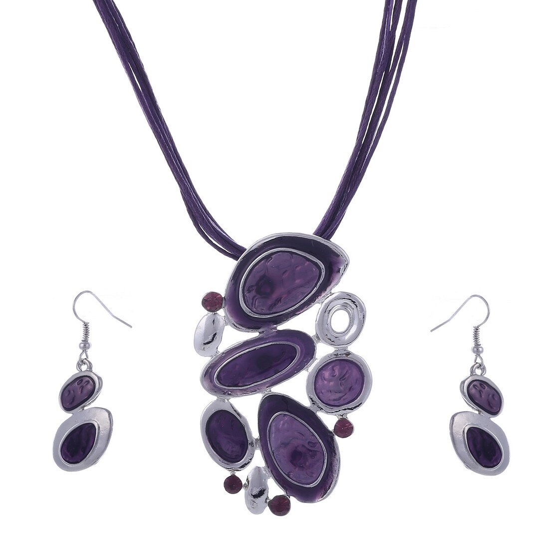 MINHIN nuovo Set di collana a catena in pelle con gemma smaltata per Set di gioielli da sposa per feste Set di gioielli estivi da donna: F849
