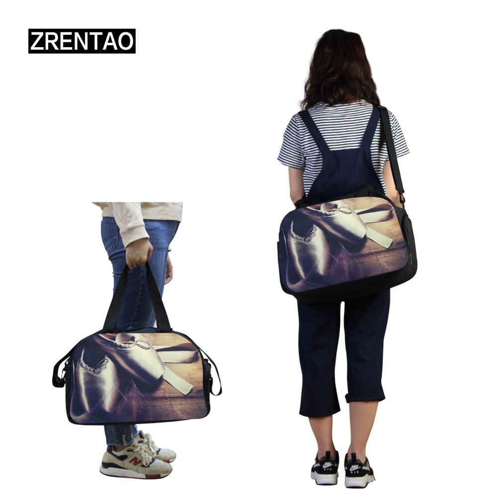 mamá/jugador/atletas/bailarina equipaje Duffle hombro Corssbody Duffel bolsa de viaje con zapatos bolsillos de gran capacidad 3D Wolf