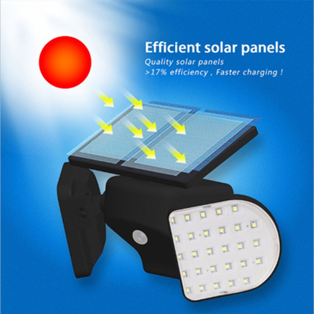 Solar Light Outdoor Waterproof 360-Degree Rotatable Motion Sensor Solar Lamp Security Light with Dual Head Spotlights