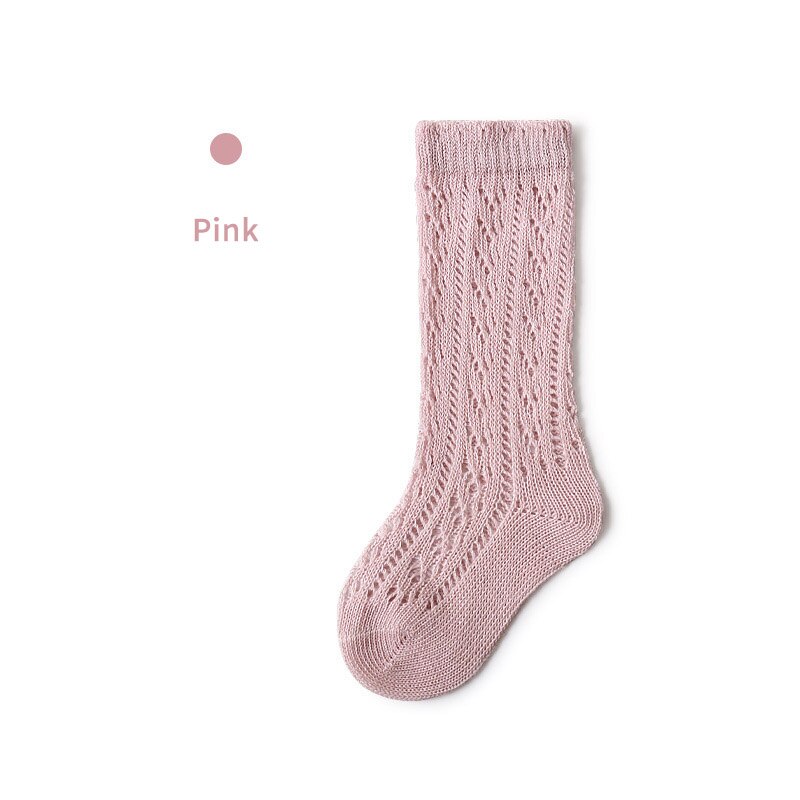 Chaussettes hautes en maille pour bébé fille, couleur unie, ajouré, longues, respirantes, pour enfant en bas âge de 1 à 3 ans: Pink