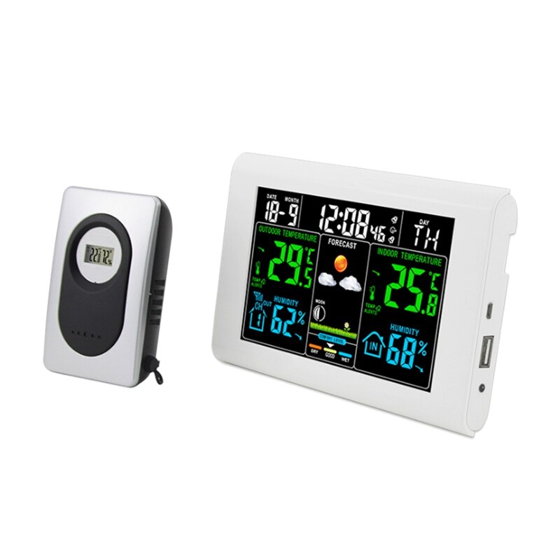 Color Sn Electronic Weather Clock Temperature and Humidity Alarm Clock Digital Perpetual Calendar Clock