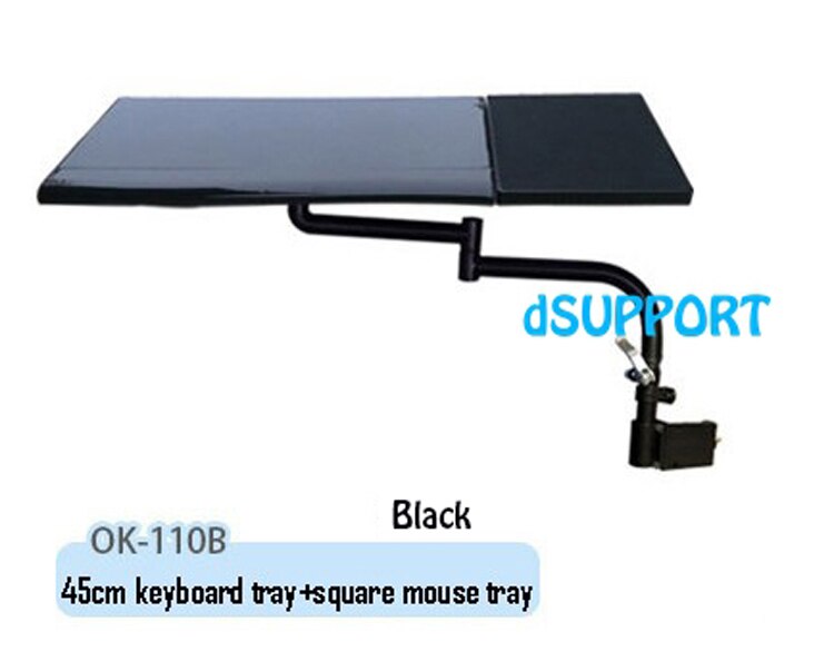 Multifunktionel fuld bevægelse skrivebord kant /bord side /stol ben fastspænding musemåtte /tastatur bakke holder bærbar skrivebord notebook stativ: Ok110b