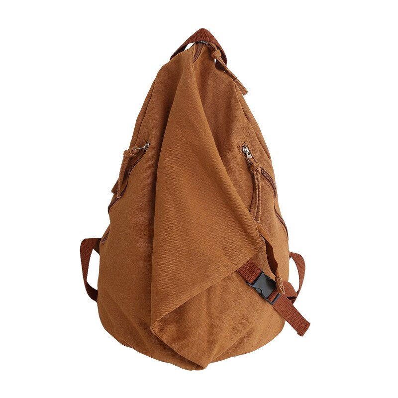 Unisex freizeit-reiserucksack, trendiger canvas-schulrucksack, einfarbig, schlichter schulrucksack, damen-tagesrucksack, mochila: Braun