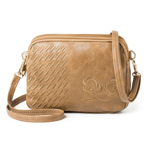 REPRCLA Drie Compartimenten Crossbody Tassen voor Vrouwen Mode Kleine Schoudertas Borduurwerk Dames Handtassen Purse: khaki