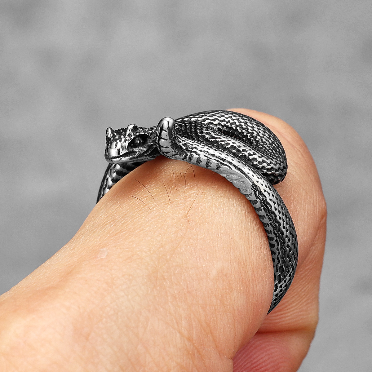 Anillos de acero inoxidable para hombre, Viper Animal, serpiente, Punk, para mujer, joyería de para motorista, de Halloween,