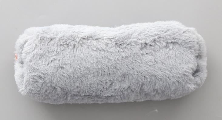 Caja de papelería de felpa rosa, suministros de oficina, bolsa de lápices, suministros escolares: gray