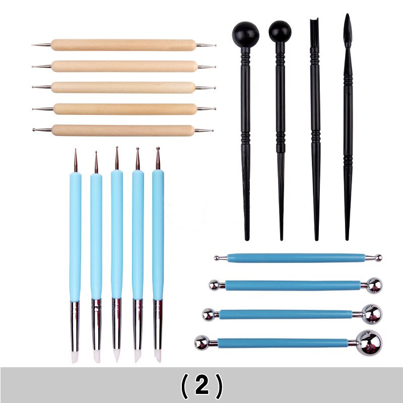 1Set Wood Handle Pottery Set Pottery Tools Smoothing Polymer Shapers Rock Painting Kit Wax Carving Sculpt Pottery Clay: 2