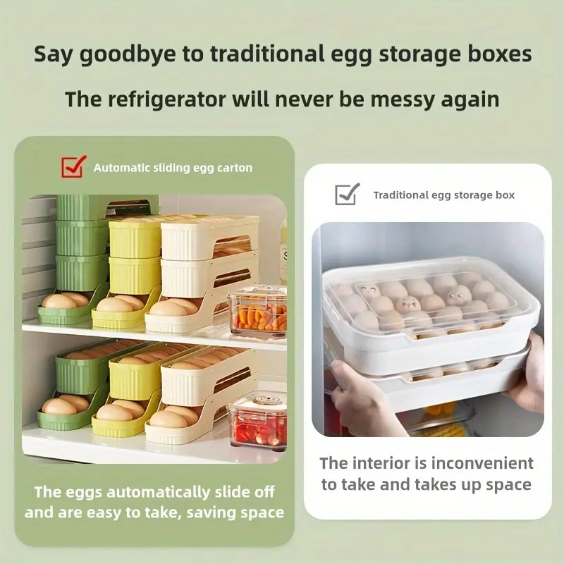 1Pc Detachable Rolling Egg Holder, Space-Saving PP Material Egg Storage Box for Refrigerator Easy Access & Freshness Maintenance