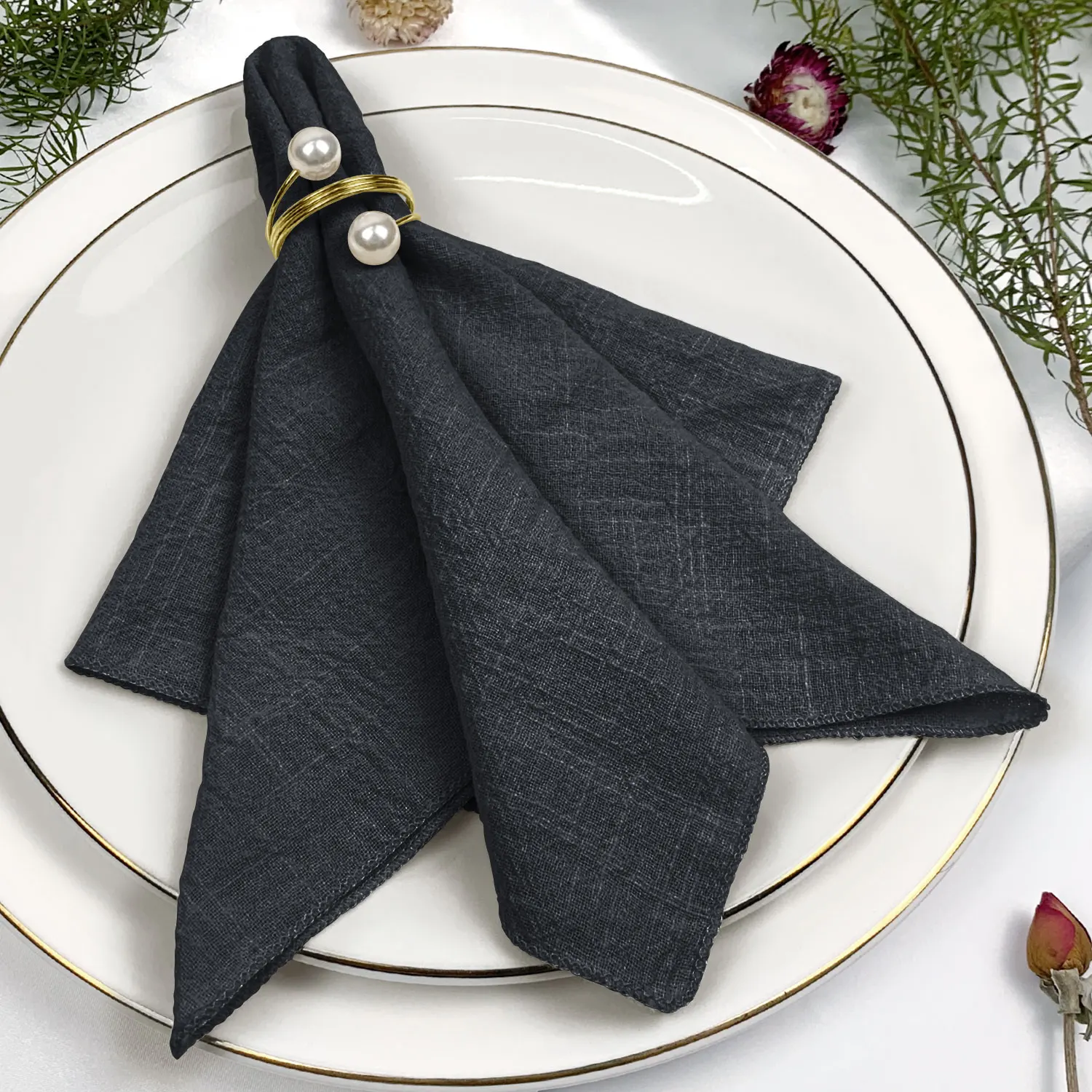 Set van 6 katoenen stoffen servetten gaas saliegroen 30x30cm voor bruiloft decoratie dagelijks gebruik diner theedoek tafel feestservetten: WIT