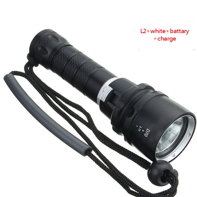 50000LM T6 L2 LED Zaklamp Duiken Onderwater 100M Scuba Fakkel Lamp Met Lader Voor Outdoor Camping Wandelen: C