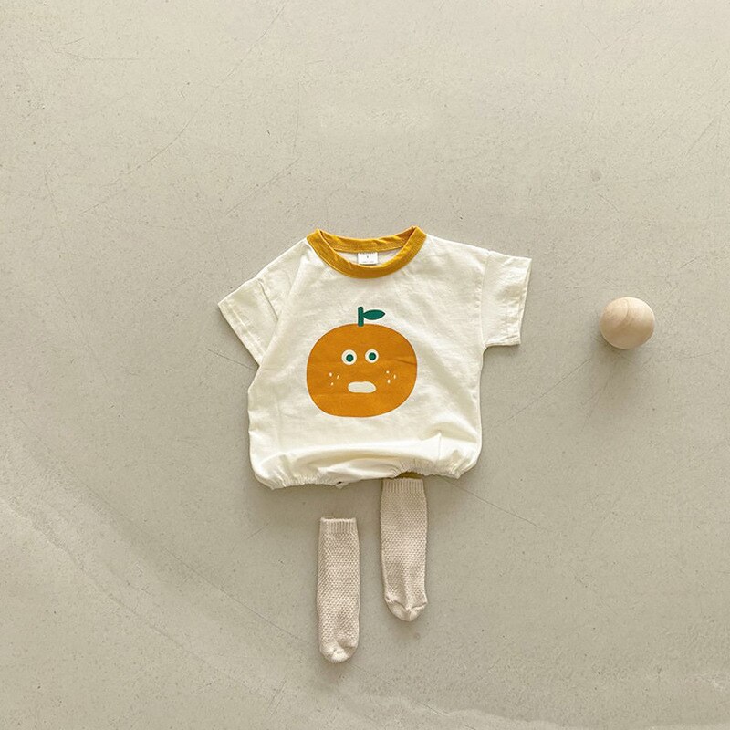 Body con estampado de dibujos animados para niño recién nacido y niña, mono fino de algodón a la , color Naranja, novedad de verano,