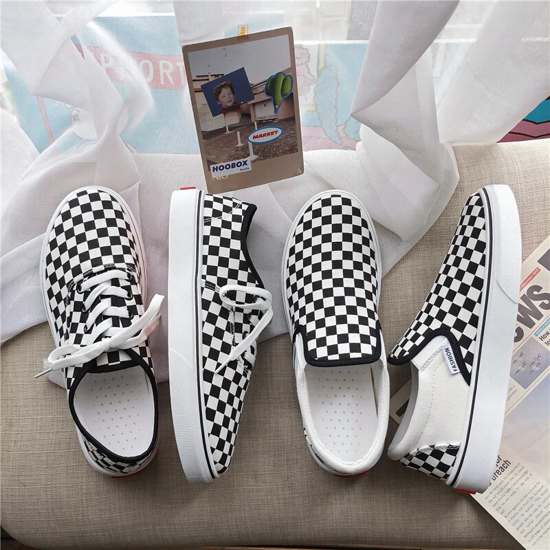 Heren Casual Schoenen Mode Dambord Patroon Laarzen Lace Up Slip Op Klassieke Punk Sneakers Antislip 39-44