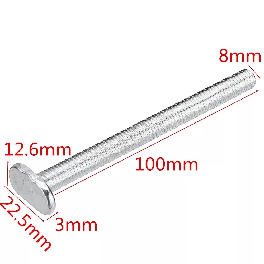 Tornillos deslizantes de tuerca en T para herramientas de carpintería, 1 pieza, M8x100mm, ranura en T