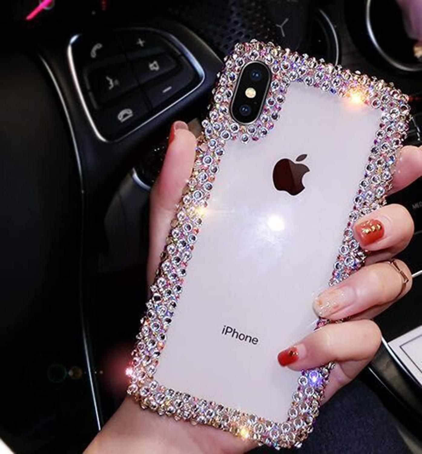 Para iPhone 11 Pro Max funda Xs Max Xr X 10 8 7 6 6s Plus SE cubierta transparente de diamante brillante bonito para mujer