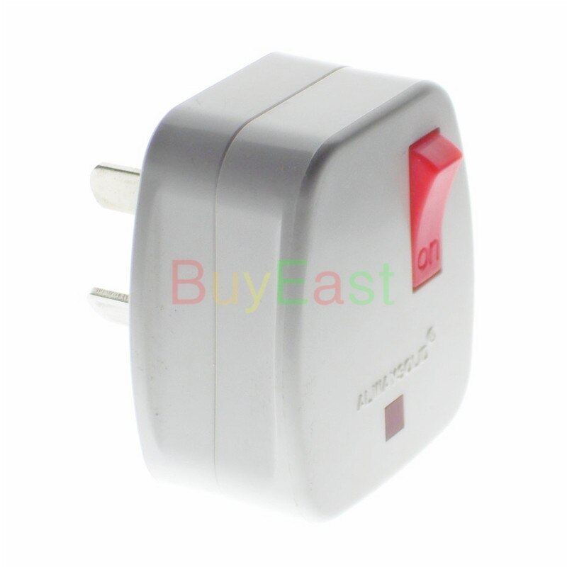 Australian, Zealand China 3-Pin DIY Rewireable Plug 250V 10A w/ Main Power Switch LED Indicator