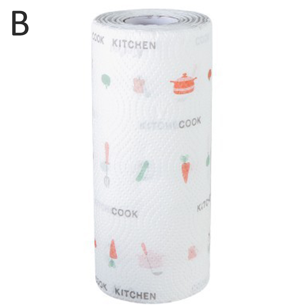 80Pcs/Roll Wegwerp Schoonmaken Papier Keuken Vaatdoek Olie Absorberend Papier Handdoek Nat Droog Dual Purpose Schotel Handdoek: B