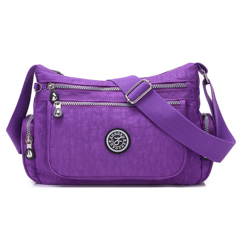 Bolsos pequeños de hombro para mujer, bandolera con cremallera, bolsos Hobo, famosa Bolsos De Mujer con solapa, Mini bandolera de nailon para playa, un bolso principal: Pretty purple