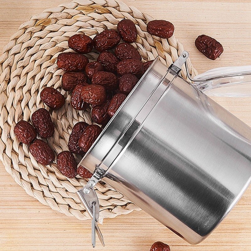 Bote hermético para cocina, harina grande café en grano, Té cereales azúcar galleta Almacenamiento de Metal para alimentos botes